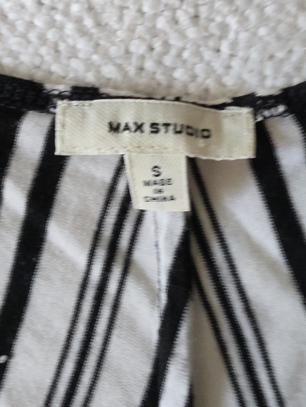 Max Studio Black and White Striped Sleeveless Top